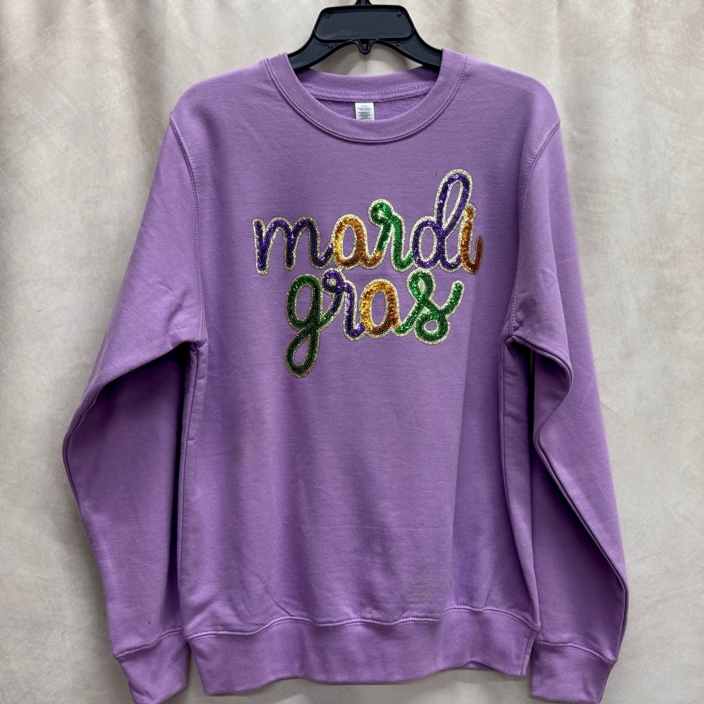 Purple Mardi Gras Sequin Patch Sweatshirt
